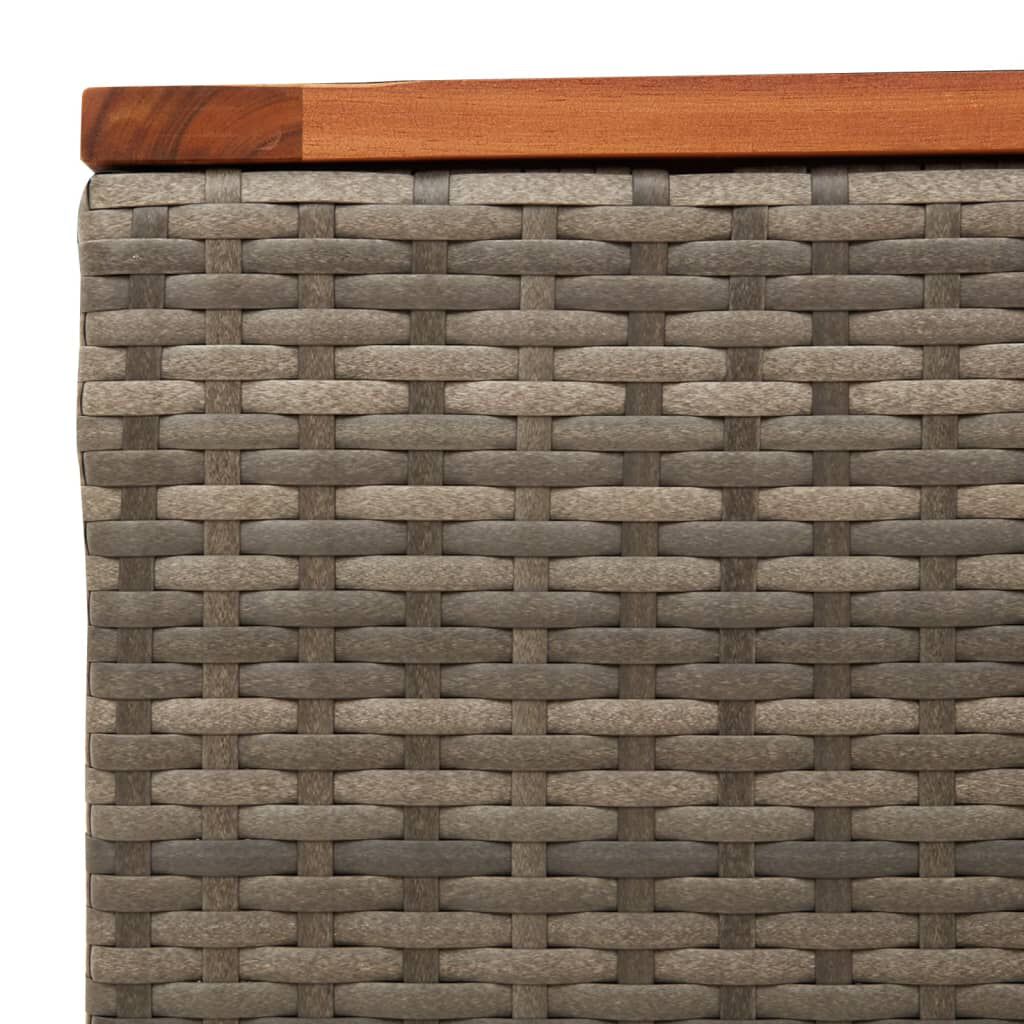 vidaXL Garden Table Grey 55x55x37 cm Poly Rattan and Acacia Wood