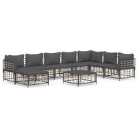 vidaXL 9 Piece Garden Lounge Set with Cushions Anthracite Poly Rattan