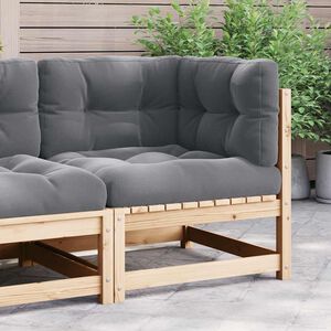 vidaXL Garden Corner Sofa with Grey Cushions Solid Wood Pine