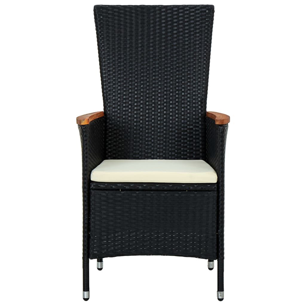 vidaXL 9 Piece Outdoor Dining Set with Cushions Poly Rattan Black