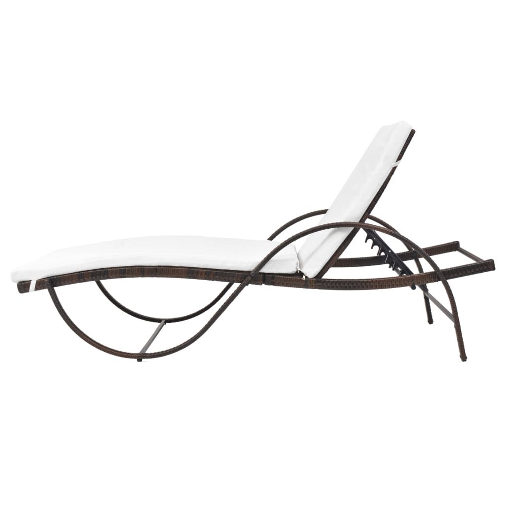 vidaXL Sun Loungers 2 pcs with Table Poly Rattan Brown