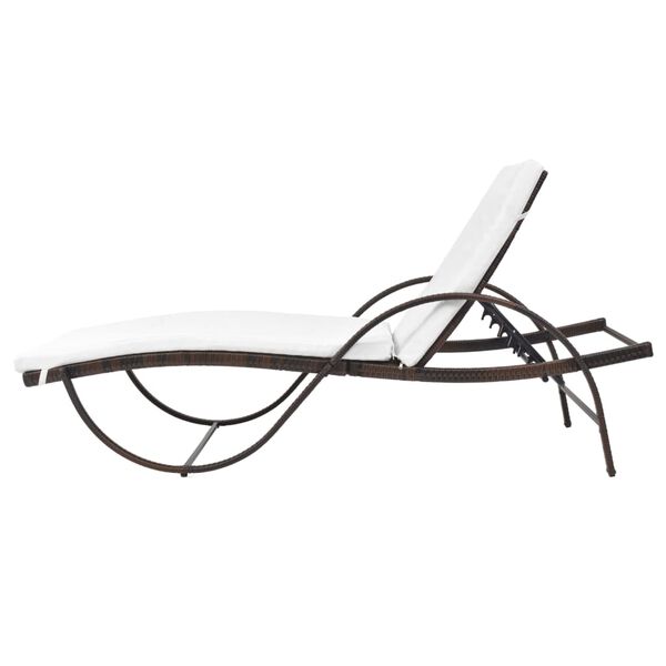 vidaXL Sun Loungers 2 pcs with Table Poly Rattan Brown