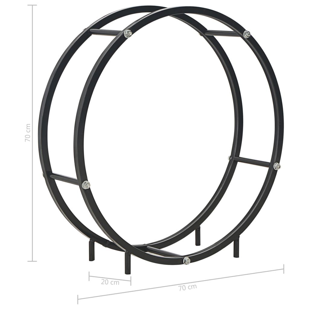 vidaXL Firewood Rack Black 70x20x70 cm Steel