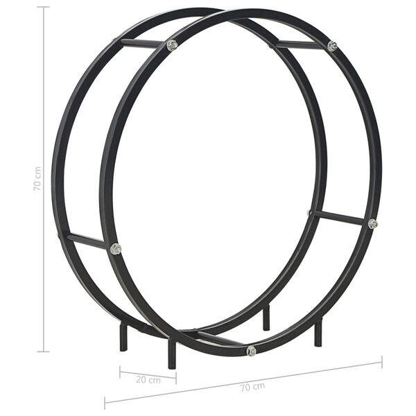 vidaXL Firewood Rack Black 70x20x70 cm Steel