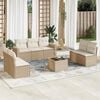 vidaXL 8 Piece Garden Sofa Set with Cushions Beige Poly Rattan