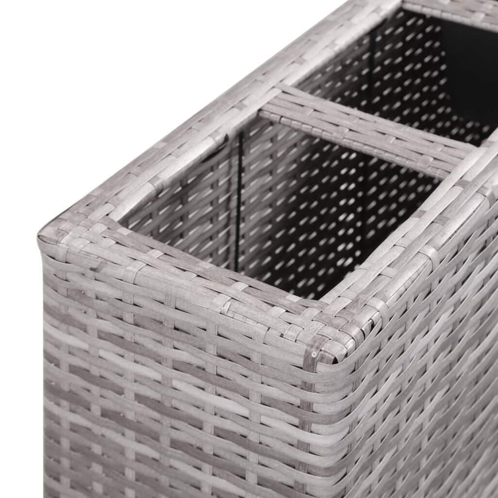 vidaXL Garden Raised Bed with 4 Pots 80x22x79 cm Poly Rattan Grey