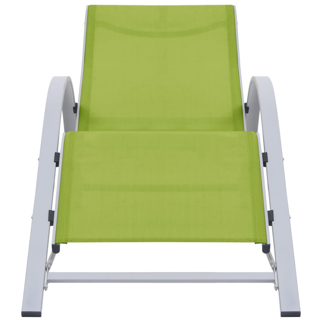 vidaXL Sun Loungers 2 pcs with Table Aluminium Green