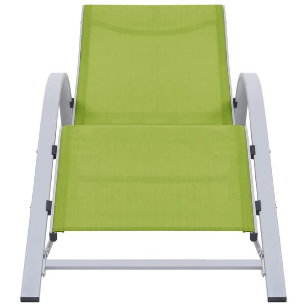 vidaXL Sun Loungers 2 pcs with Table Aluminium Green