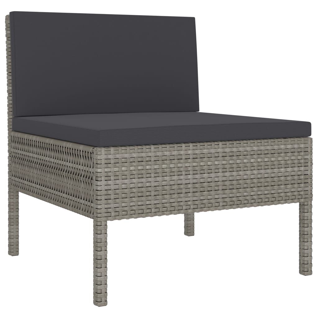 vidaXL Garden Chairs 3 pcs with Cushions Poly Rattan Grey
