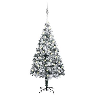 vidaXL Artificial Pre-lit Christmas Tree with Ball Set Green 180 cm PVC
