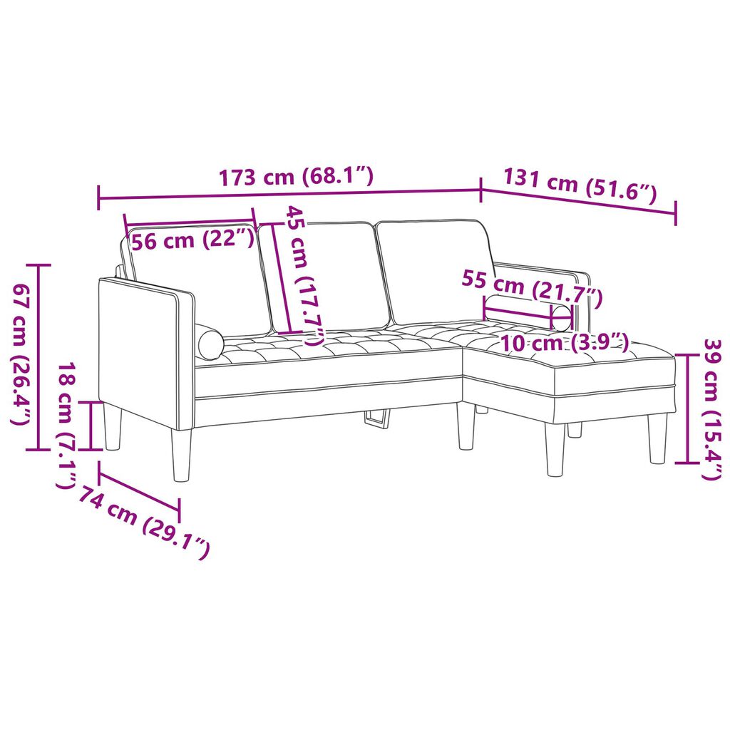 vidaXL 2 Piece Sofa Set with Cushions Light Grey Fabric