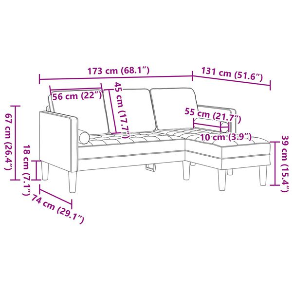 vidaXL 2 Piece Sofa Set with Cushions Light Grey Fabric