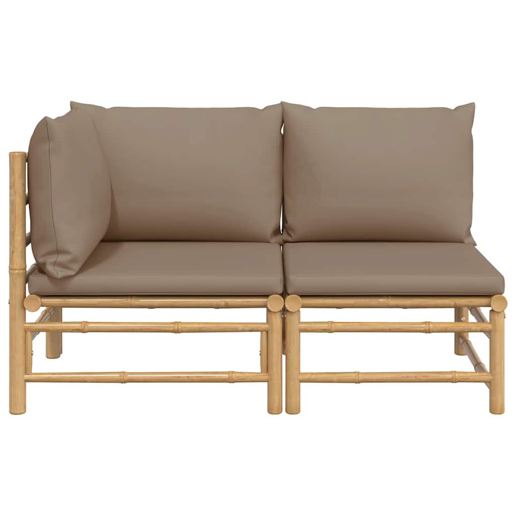 vidaXL 2 Piece Garden Lounge Set with Taupe Cushions Bamboo
