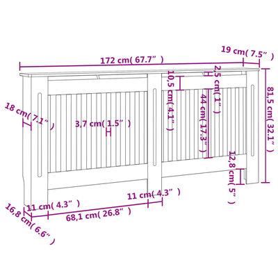 vidaXL Radiator Cover White MDF 172 cm