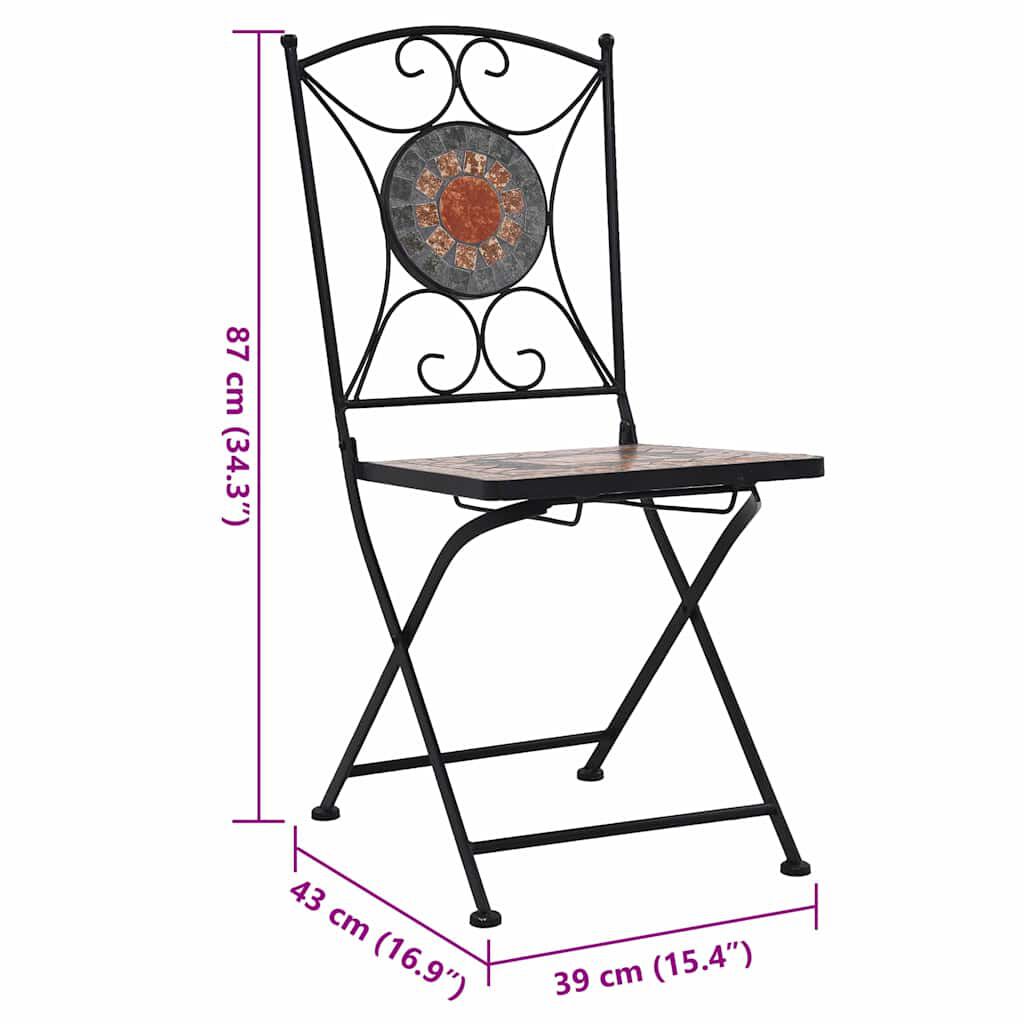 vidaXL Mosaic Bistro Chairs 2 pcs Orange/Grey