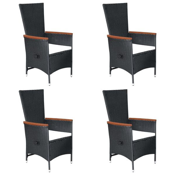 vidaXL 7 Piece Garden Dining Set Poly Rattan Black