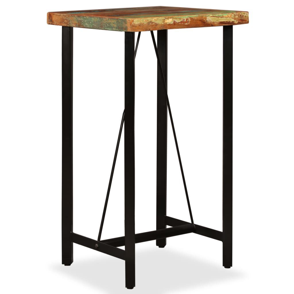 vidaXL Bar Set 3 Pieces Solid Wood Reclaimed and Genuine Leather