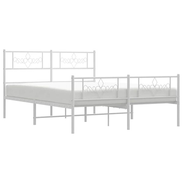 vidaXL Metal Bed Frame without Mattress with Footboard White 135x190cm