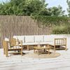 vidaXL 7 Piece Garden Lounge Set with Cream White Cushions Bamboo