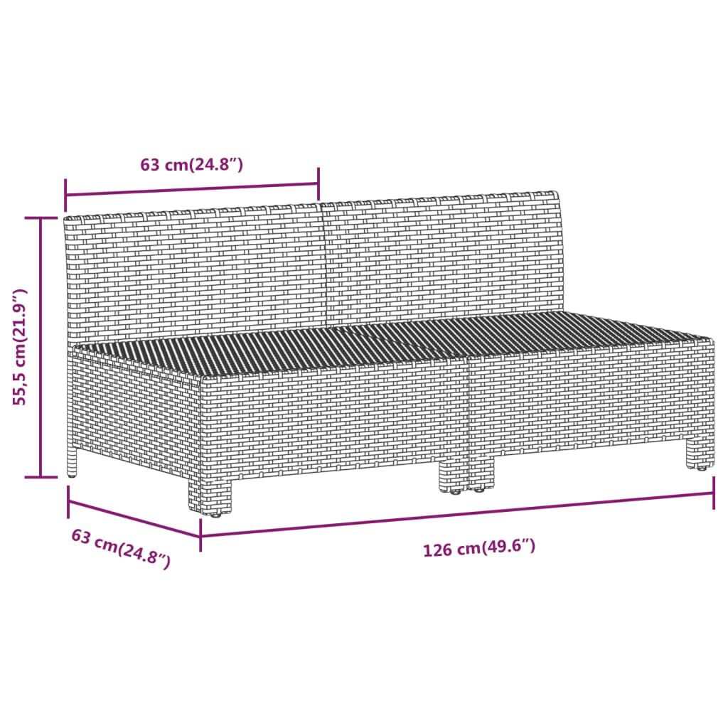 vidaXL 2-Seater Garden Sofa with Cushions Grey Poly Rattan