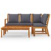 vidaXL 4 Piece Garden Lounge Set with Cushion Solid Acacia Wood