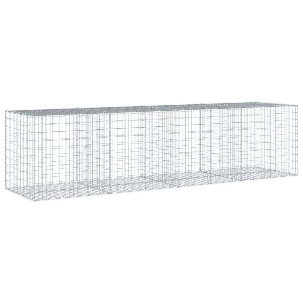 vidaXL Gabion Basket with Cover 400x100x100 cm Galvanised Iron