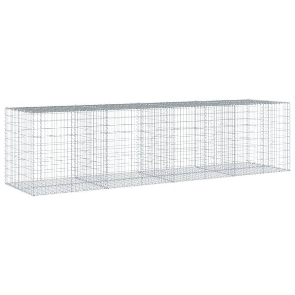 vidaXL Gabion Basket with Cover 400x100x100 cm Galvanised Iron