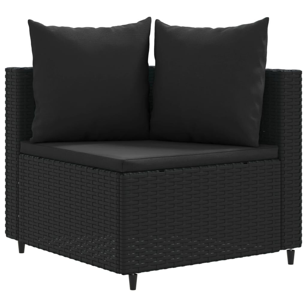 vidaXL 7 Piece Garden Sofa Set with Cushions Black Poly Rattan