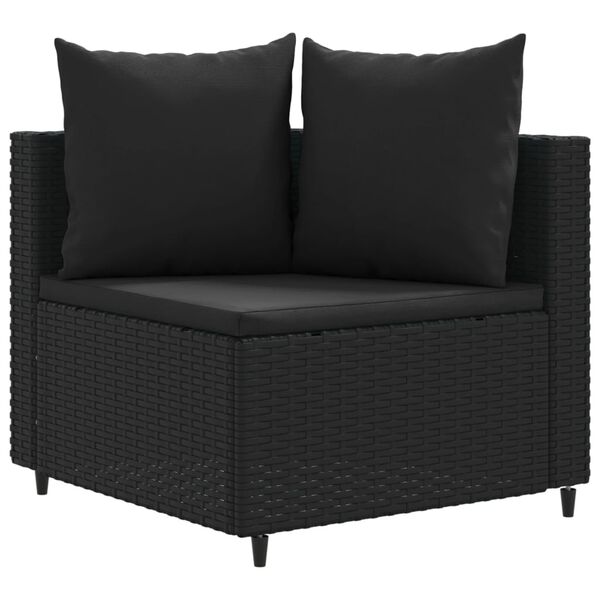 vidaXL 7 Piece Garden Sofa Set with Cushions Black Poly Rattan