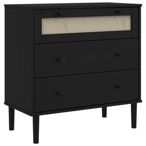 vidaXL Drawer Cabinet SENJA Rattan Look Black 80x40x80 cm Solid Wood Pine