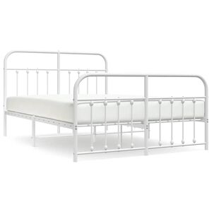 vidaXL Metal Bed Frame without Mattress with Footboard White 150x200cm