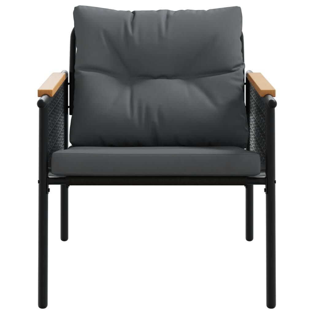 vidaXL Garden Chairs with Cushions 2 pcs Black Steel