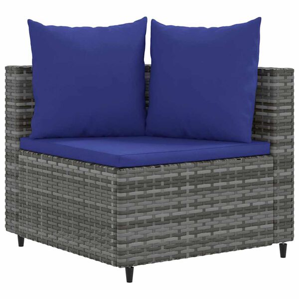 vidaXL 5 Piece Garden Sofa Set with Cushions Grey Poly Rattan