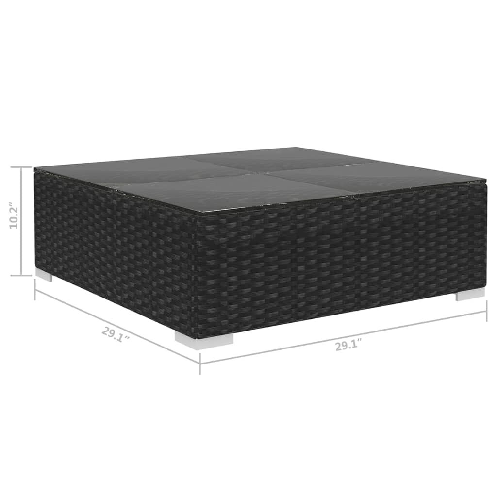 vidaXL 10 Piece Garden Lounge Set with Cushions Poly Rattan Black