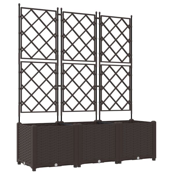 vidaXL Garden Planter with Trellis 3 pcs Brown 120x40x143 cm