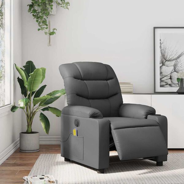 vidaXL Electric Massage Recliner Chair Grey Faux Leather