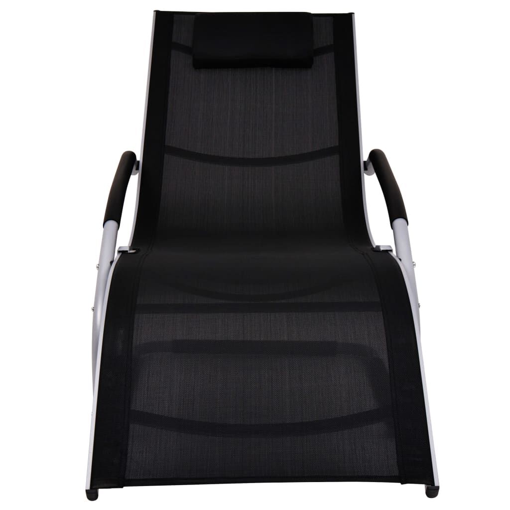 vidaXL Sun Lounger with Pillow Aluminium and Textilene Black