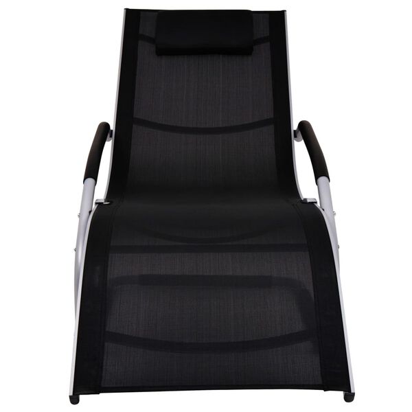 vidaXL Sun Lounger with Pillow Aluminium and Textilene Black