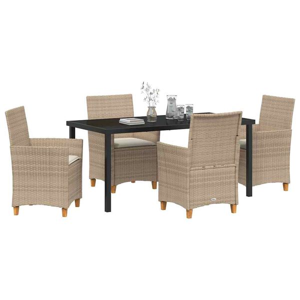vidaXL Garden Dining Set 5 pcs Beige Poly Rattan