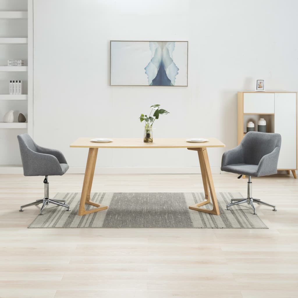 vidaXL Swivel Dining Chairs 2 pcs Light Grey Fabric