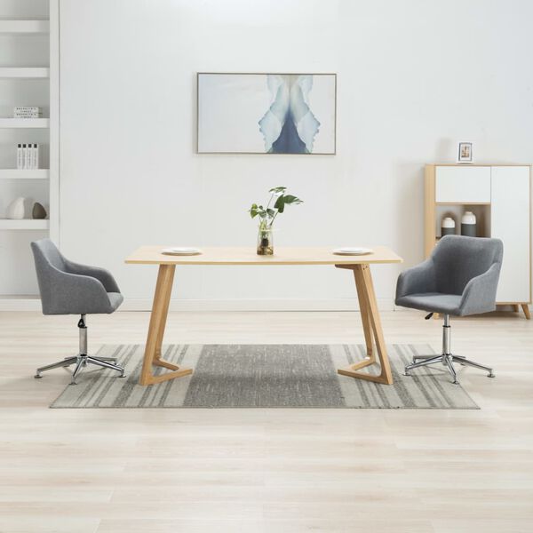 vidaXL Swivel Dining Chairs 2 pcs Light Grey Fabric