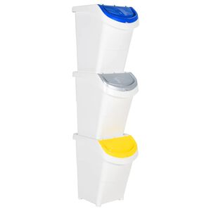 vidaXL Stackable Waste Bins with Lids 3 pcs White PP 120 L