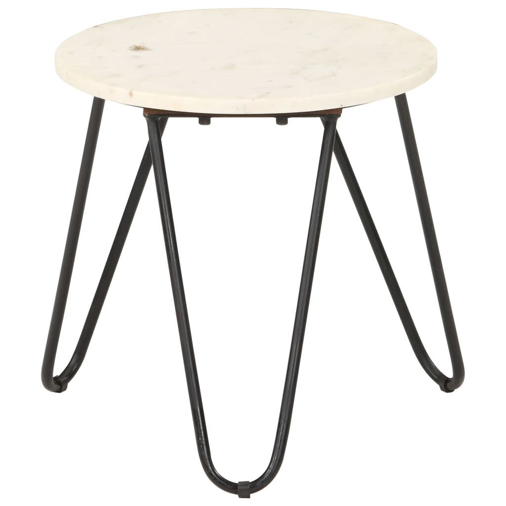 vidaXL Coffee Table White 40x40x40 cm Real Stone with Marble Texture