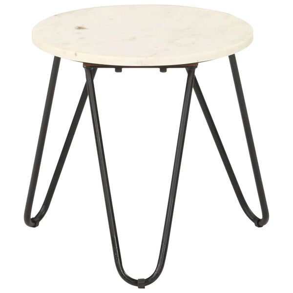 vidaXL Coffee Table White 40x40x40 cm Real Stone with Marble Texture