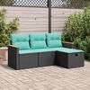 vidaXL 4 Piece Garden Sofa Set with Cushions Black Poly Rattan