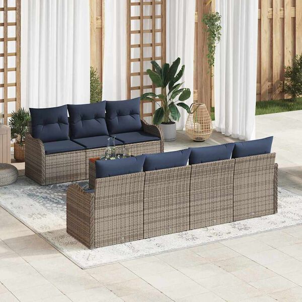 vidaXL Garden Sofa Set 8 pcs Grey Poly rattan