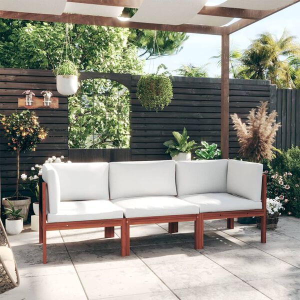 vidaXL 3-Seater Garden Sofa with Cushion Solid Acacia Wood