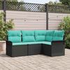 vidaXL Garden Sofa Set with Cushion Black Poly Rattan