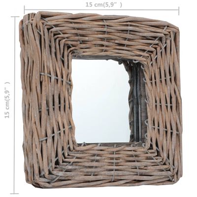 vidaXL Mirrors 3 pcs 15x15 cm Wicker