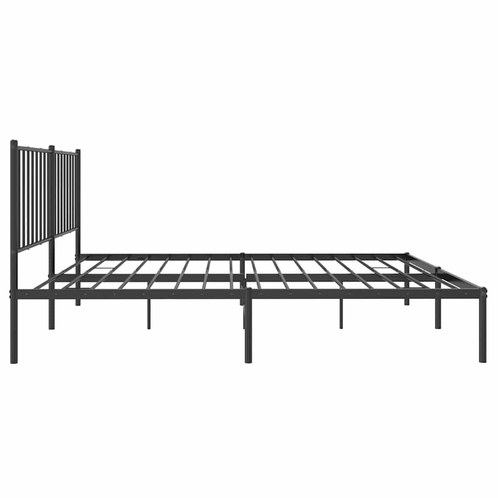 vidaXL Metal Bed Frame without Mattress with Headboard Black 135x190cm